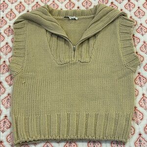 English Factory Khaki Women's Cowl Neck Sweater Vest